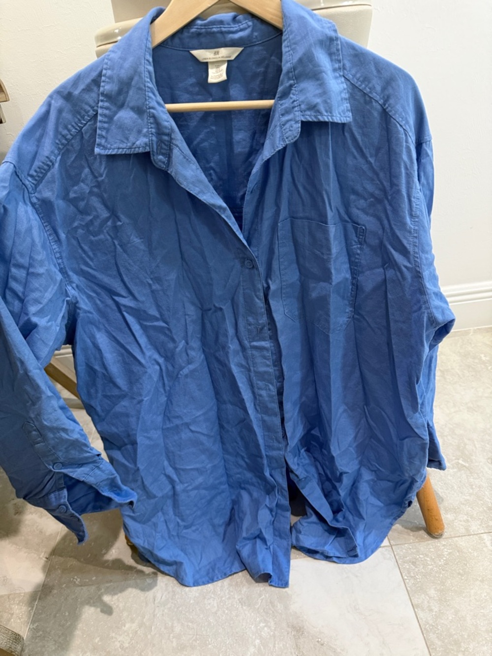 Men's Blue Button Down Shirt Oversized
